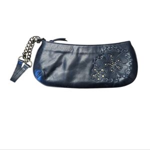 Fossil Leather Clutch Wristlet Floral Stud Evening Bag Grad Wedding Guest Formal